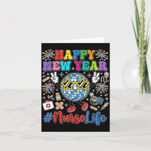 Groovy Happy New Year 2026 Nurse Life Disco Ball F Card