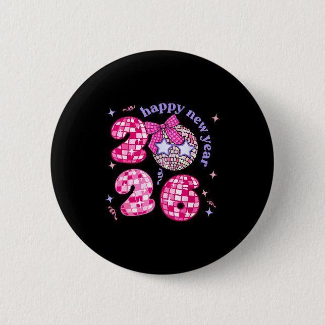 Groovy Happy New Year Party 2026 Girls Kids Toddle 2 Inch Round Button (Front)