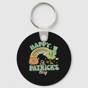 Groovy Happy St Patricks Day Shamrock Clover For W Keychain