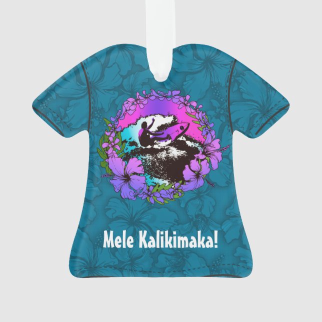 Groovy Hawaiian Surfer 1960s Retro Aloha Shirt Ornament (Back)