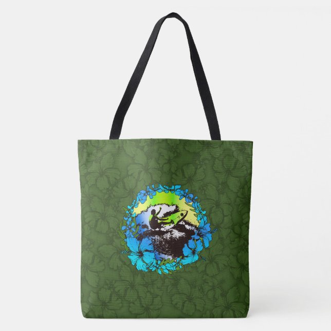 Groovy Hawaiian Surfer 1960s Retro Beach Bag (Front)