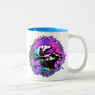 Groovy Hawaiian Surfer 1960s Retro Graphic Two-Tone Coffee Mug
