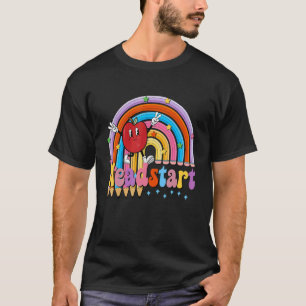 Groovy Head Start Teachers Kids Retro Rainbow Back T-Shirt