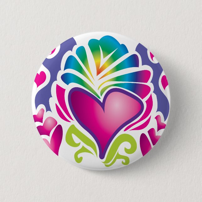 groovy heart wave 2 inch round button (Front)