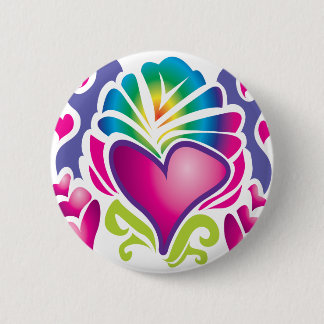 groovy heart wave 2 inch round button