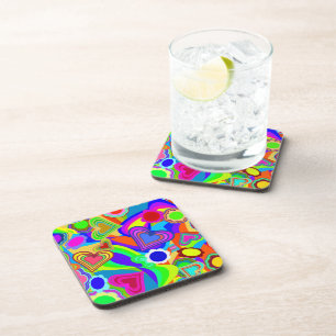 Groovy Hearts Flowers Coaster