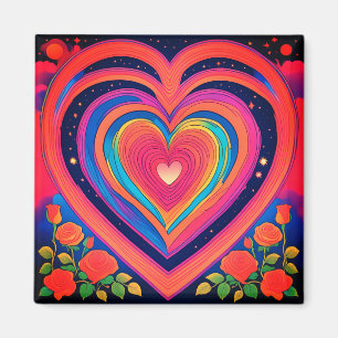 groovy Hearts & Galactic Roses Magnet