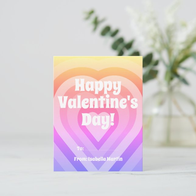 Groovy Hearts Kids Classroom Valentine's Day Holiday Card (Standing Front)