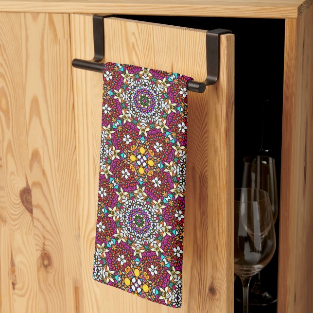 Groovy Heavenly Flower Power  Kitchen Towel (Thirds Fold)