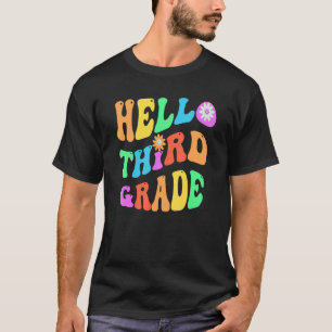 Groovy Hello 3rd Grade Teacher Purple Third Gr Ret T-Shirt