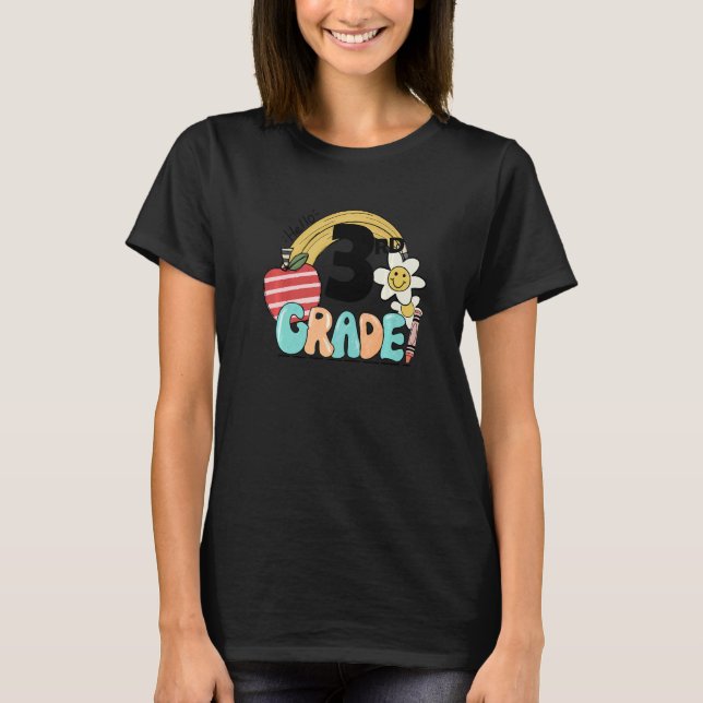 Groovy Hello 3rd Third Grade Teacher Student Back  T-Shirt (Front)