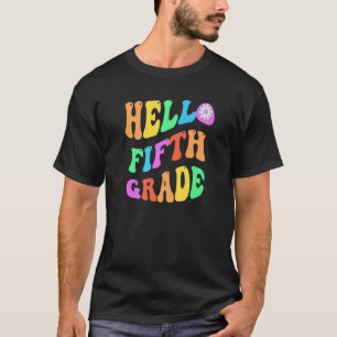 Groovy Hello 5th Grade Teacher Purple Fifth Gr Ret T-Shirt