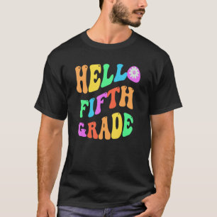 Groovy Hello 5th Grade Teacher Purple Fifth Gr Ret T-Shirt