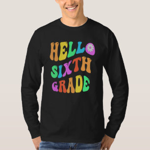 Groovy Hello 6th Grade Teacher Purple Sixth Gr Ret T-Shirt