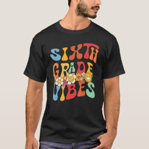 Groovy Hello 6th Grade Vibes Retro Teacher Back To T-Shirt