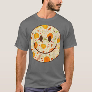 Groovy Hello Fall Autumn Happy Face Happy Fall Tha T-Shirt