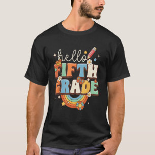 Groovy Hello Fifth Grade Vibes Retro Teacher Back  T-Shirt