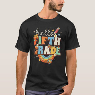 Groovy Hello Fifth Grade Vibes Retro Teacher Back  T-Shirt