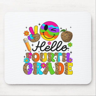 Groovy Hello Fourth Grade Students Leopard 1st Day Mouse Pad