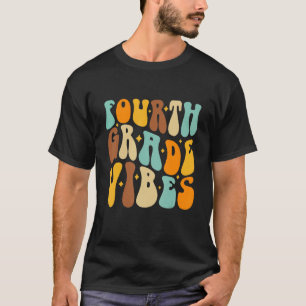 Groovy Hello Fourth Grade Vibes Retro Teacher Back T-Shirt
