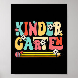 Groovy Hello Kindergarten Vibes Retro Teacher Back Poster