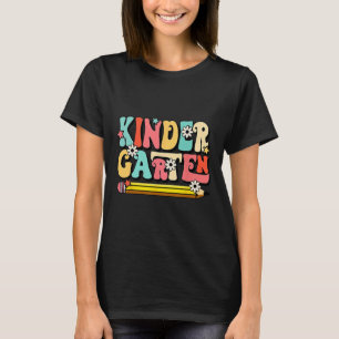 Groovy Hello Kindergarten Vibes Retro Teacher Back T-Shirt