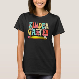 Groovy Hello Kindergarten Vibes Retro Teacher Back T-Shirt