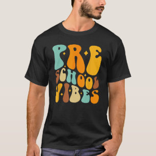 Groovy Hello Preschool Vibes Retro Teachers Back T T-Shirt