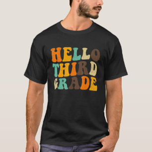 Groovy Hello Third Grade Vibes Retro Teachers Back T-Shirt