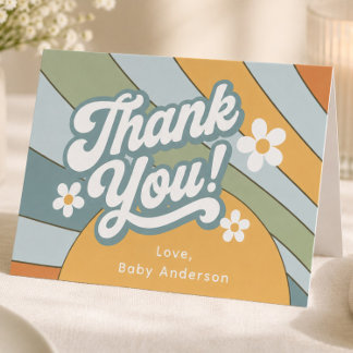 Groovy Here Comes the Son Thank You Card