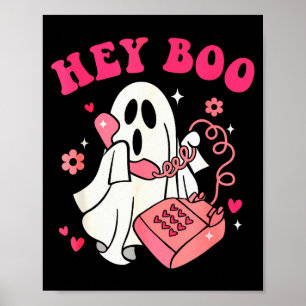 Groovy Hey Boo Cute Ghost Funny Halloween Mens Wom Poster