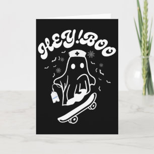 Groovy Hey Boo Nurse Ghost Funny Halloween Mens Wo Card