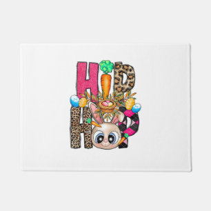 Groovy Hip Hop Happy Easter Bunny Cute Rabbit Girl Doormat