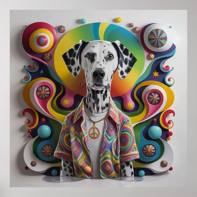 Groovy Hippie 60s Dalmatian  Poster (Front)