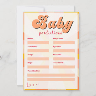 Groovy hippie baby shower games thank you card