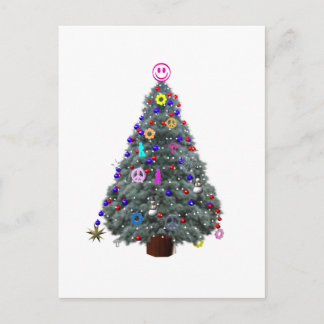 Groovy Hippie Christmas Tree Holiday Postcard