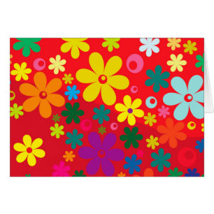 Groovy Hippie Colorful Flowers Love Peace Pattern