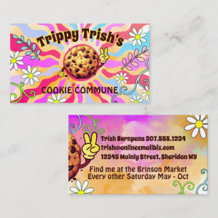 Groovy hippie cookiebakery baking baker peace sign business card