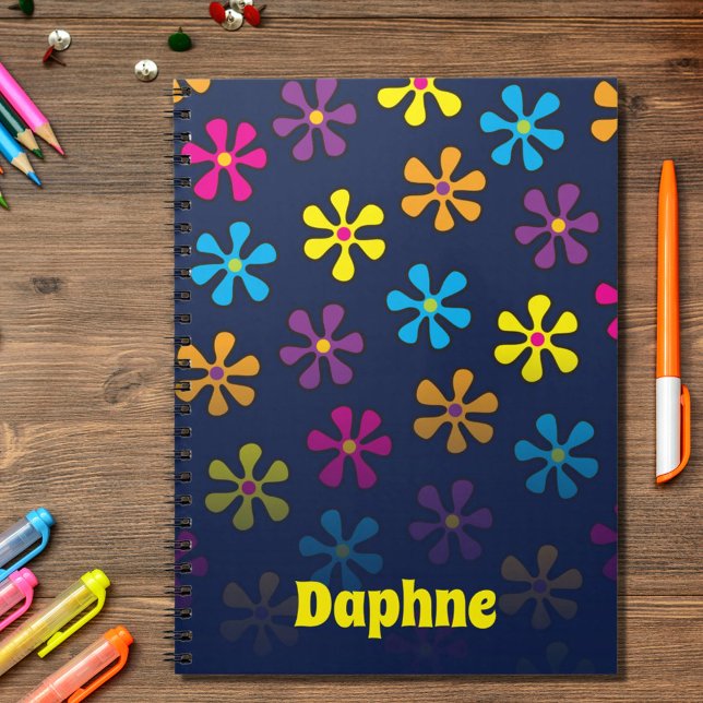 Groovy Hippie Flower Custom Name Notebook (Creator Uploaded)