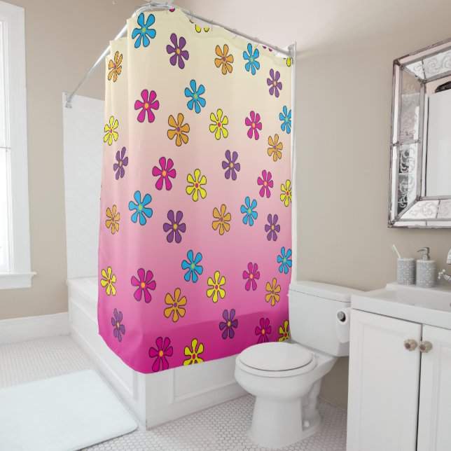 Groovy Hippie Flower Shower pink fade (In Situ)