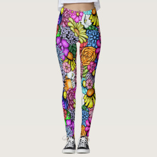 Groovy Hippie Flowers Flip Flops Leggings