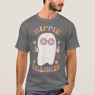 Groovy Hippie Halloween Vibes Costume Retro Ghost  T-Shirt