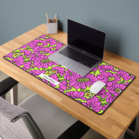 Groovy Hippie Neon Pink & Yellow Floral Pattern