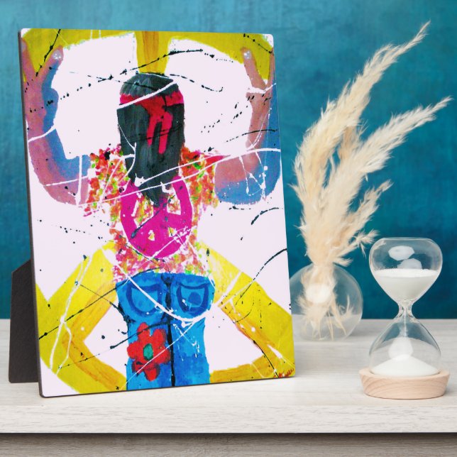 Groovy Hippie Peace Sign Plaque (Side)