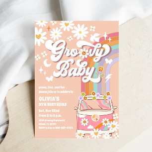 Groovy Hippie Rainbow Birthday Invitation