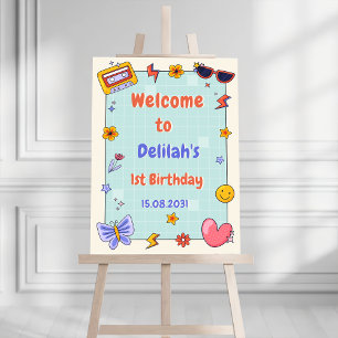 Groovy Hippie Retro Birthday Party Welcome Sign 