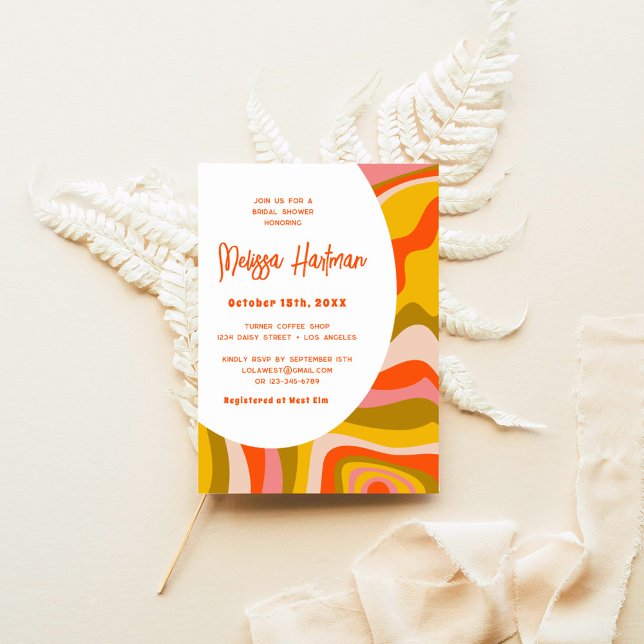 Groovy Hippie Retro Bridal Shower Invitation (Creator Uploaded)