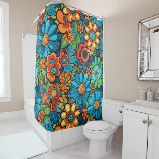 Groovy Hippie Shower Curtain (In Situ)
