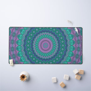 Groovy Hippie Trippy Colourful Jewel Tone Mandala Desk Mat