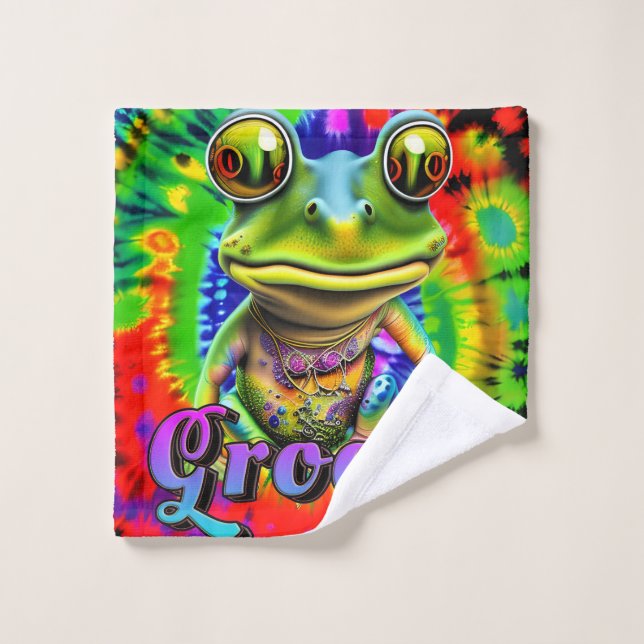 Groovy Hippie Trippy Frog Psychedelic Wash Cloth (Wash Cloth)